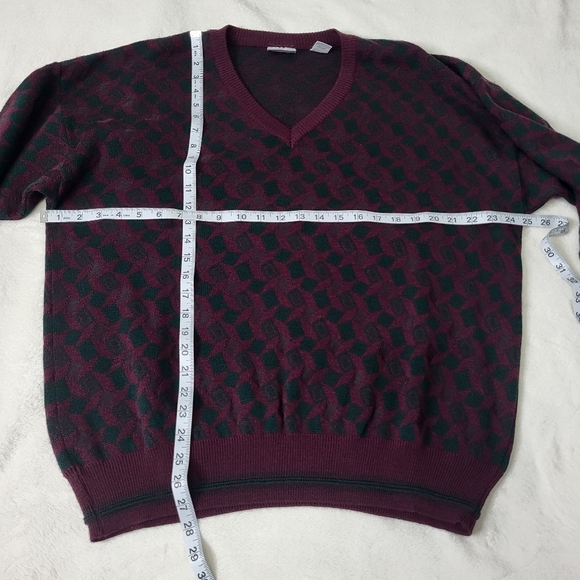 Maglifico Florance Men's Burgundy Patterned Sweater. Size XL Merino Wool Italy - Picture 7 of 10